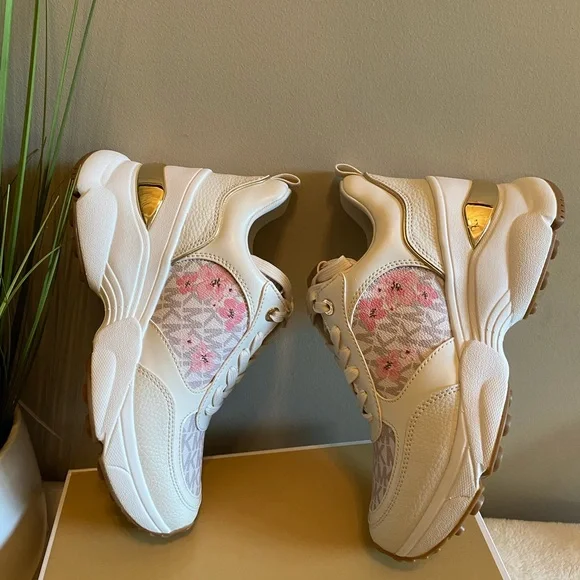 ✨NEW✨Michael Kors Katrina Floral Print Signature Logo Trainer - Picture 1 of 9